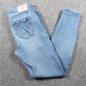 True Religion Halle Jeans Womens 28 Light Wash Mid Rise Super Skinny Stretch